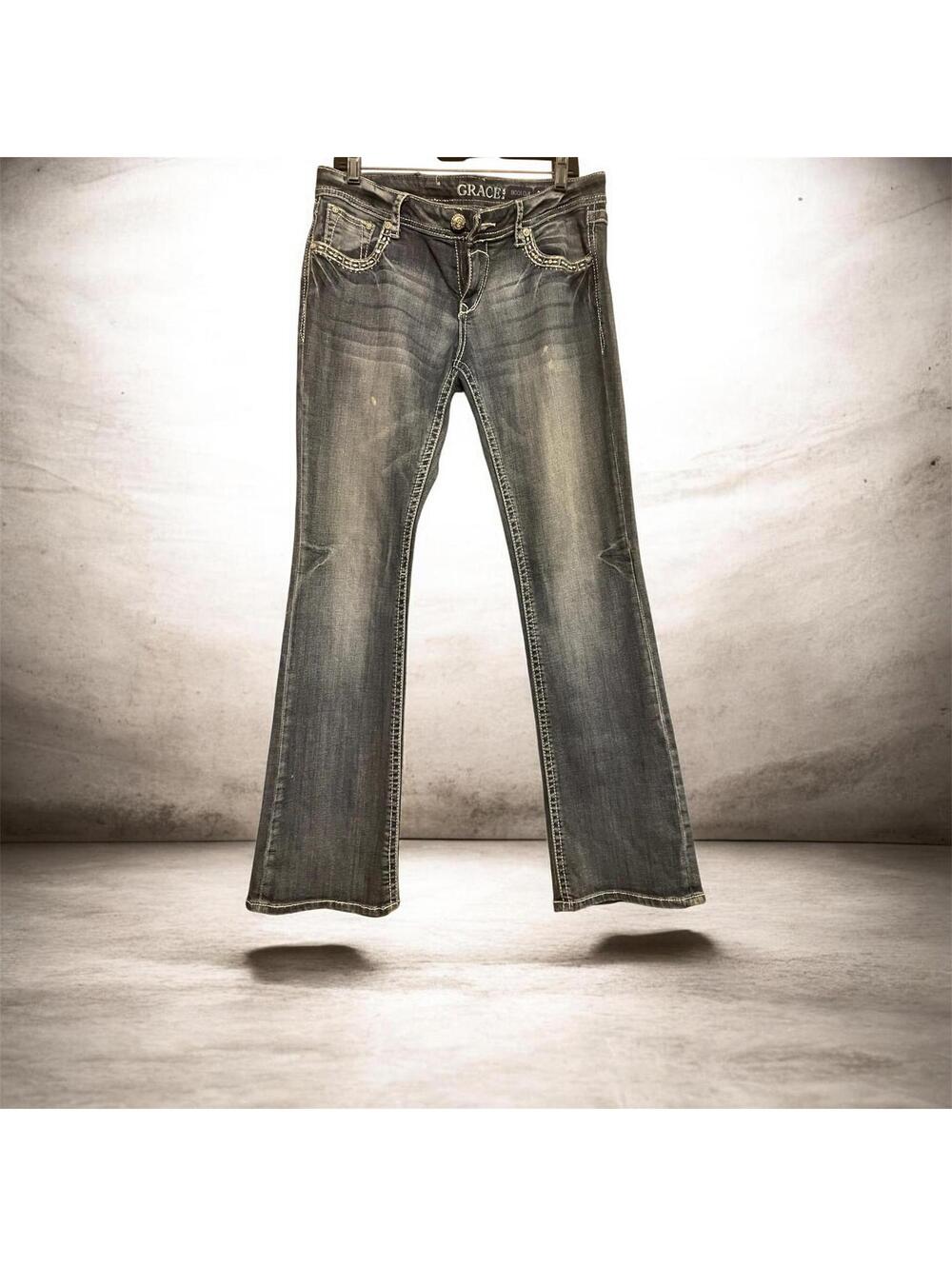 Grace in LA Bootcut Denim Jeans with Embellished Pockets